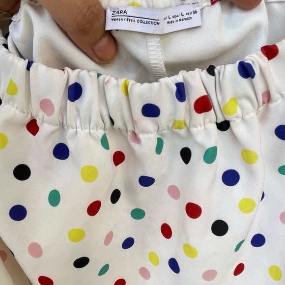 Zara off shoulder polka dot summer crop top - Picture 7 of 8